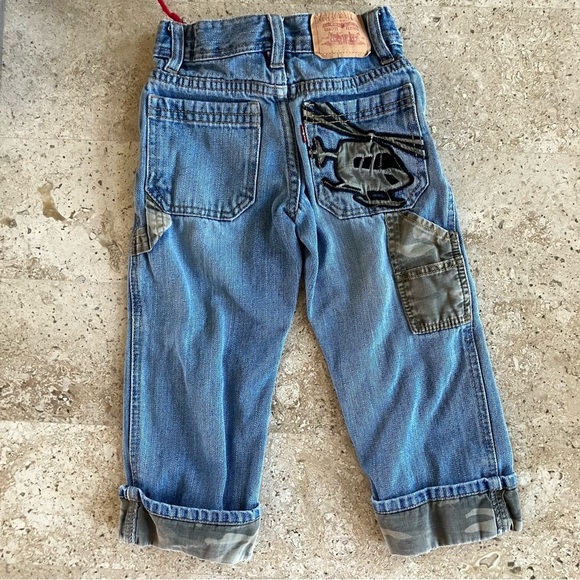 Vintage Little Boy Levi’s Cargo Jeans Embroidered Helicopter Camo Detailing (4) - Picture 1 of 12